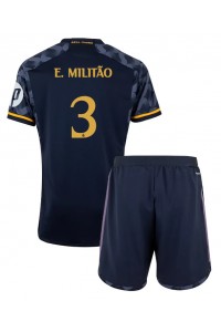 Fotbalové Dres Real Madrid Eder Militao #3 Dětské Venkovní Oblečení 2023-24 Krátký Rukáv (+ trenýrky)